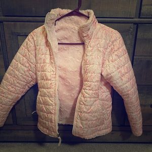 Girls Pink North Face Reversible Jacket